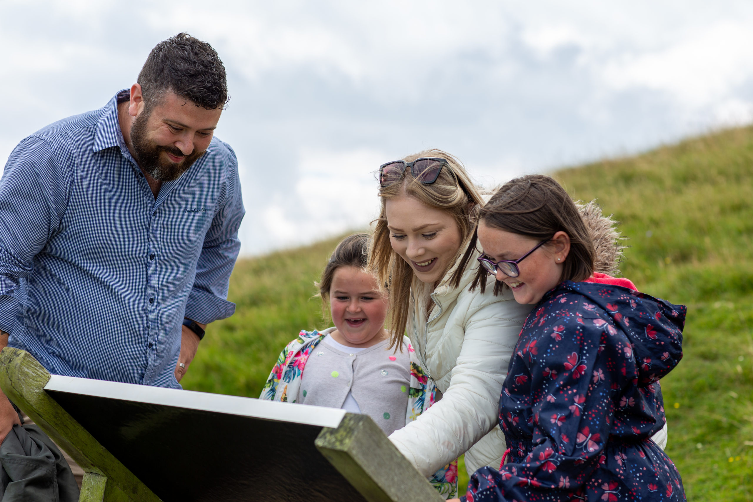family choosing their walking route